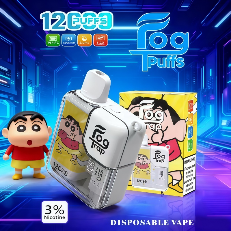Fog Trap LABUBU 聯名 12000 口拋棄式電子煙｜立體潮玩外觀與 LCD 顯示、Type-C 充電口